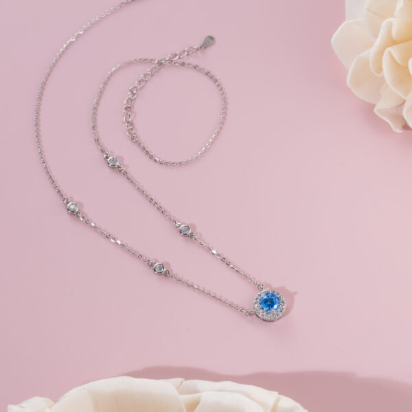 Women Blue Zircon Stone 925 Silver Sterling Necklace - Image 2