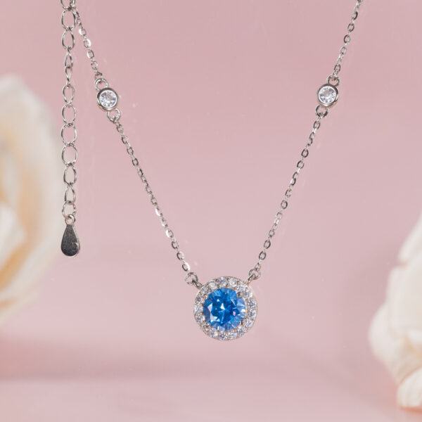 Women Blue Zircon Stone 925 Silver Sterling Necklace - Image 3