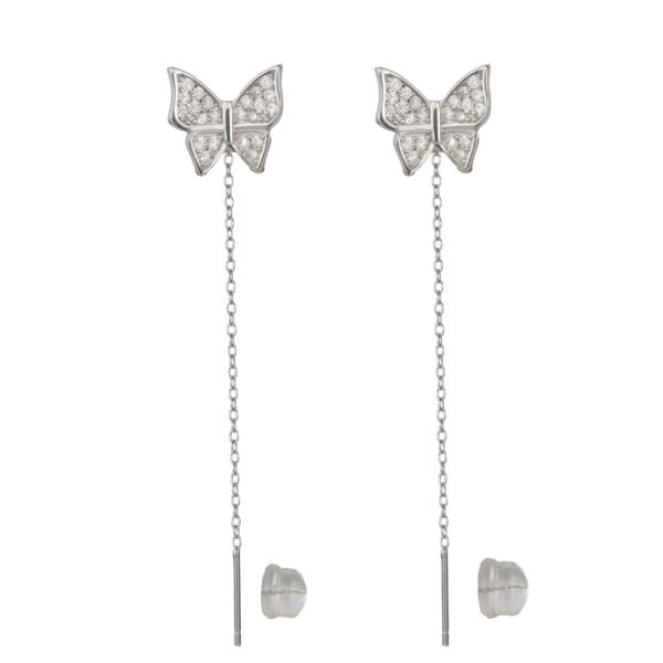 Trendy Sterling Silver Butterfly Drop Earrings