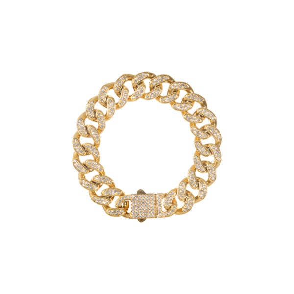 Wide HipHop Gold Plated Link Bracelet