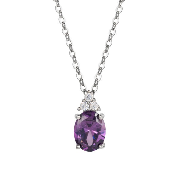 925 Sterling Silver Purple Cubic Zircoin Necklace