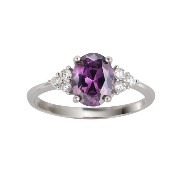 925 Sterling Silver Purple Cubic Zircoin Ring