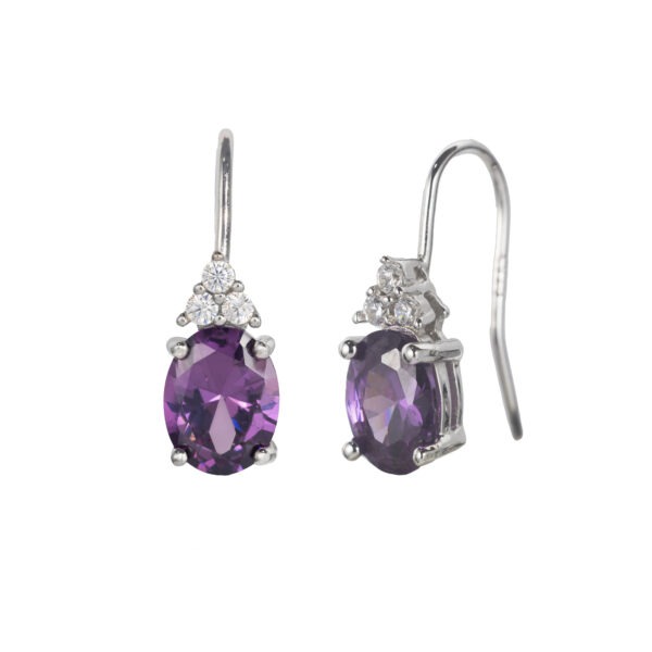 925 Sterling Silver Purple Cubic Zircoin Earrings