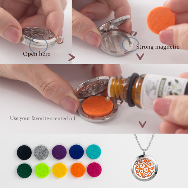 Aromatherapy Essential Oil Diffuser Necklace Ocean Wave Pattern - Image 2