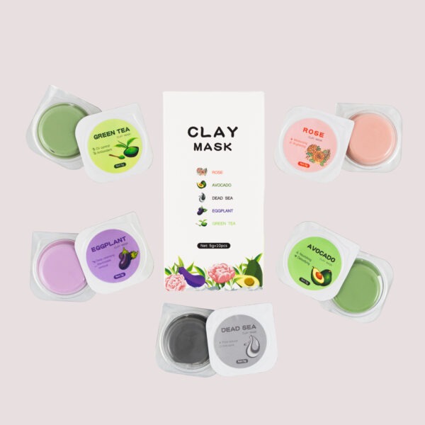 Organic Clay Mask Kit Private Label Turmeric Green Tea Pink Rose Face Mud Clay Mask Facial Mask