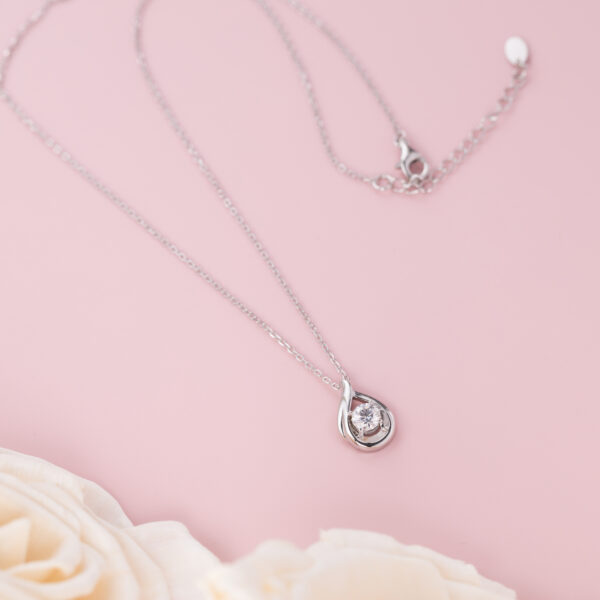 925 Sterling Silver Water Drop Pendant Necklace - Image 2
