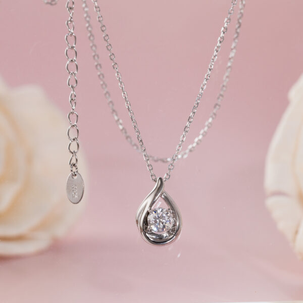 925 Sterling Silver Water Drop Pendant Necklace - Image 3