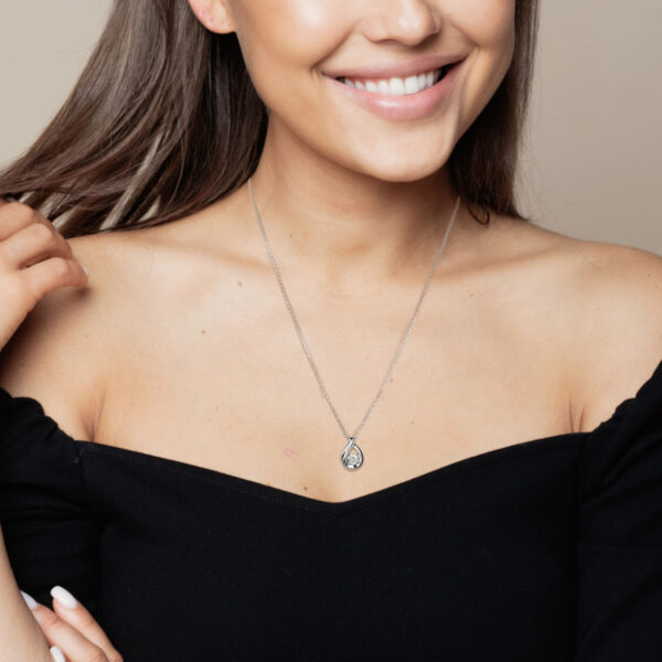 925 Sterling Silver Water Drop Pendant Necklace - Image 4