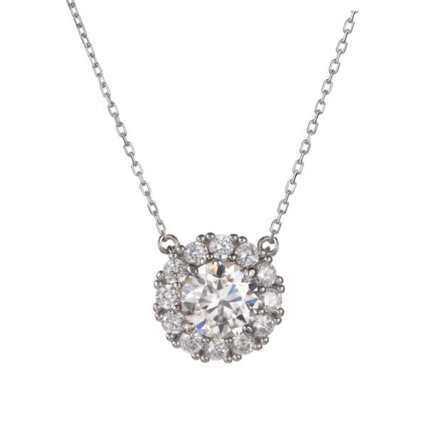 White Gold Plated Wedding Bridal Diamond Pendant Necklace