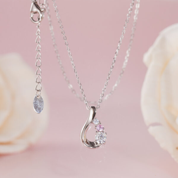 14K Silver Plated Moissanite Diamond Necklace - Image 3